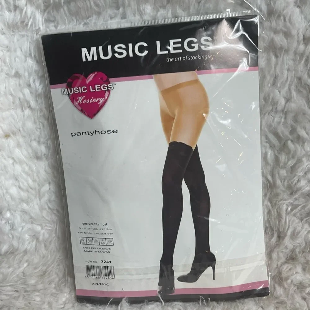 Music Legs Spandex two tone pantyhose black &nude style 7241 one size fits most.